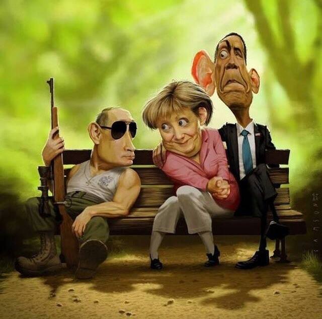 Putin Merkel Obama caricatura